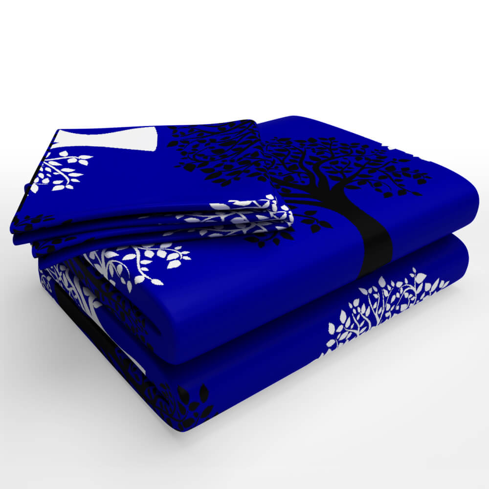 best ink blue nature tree super king size cotton folded bedsheets